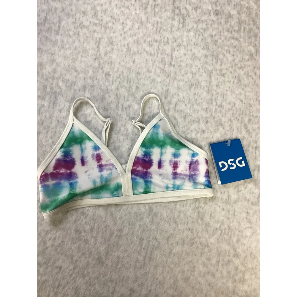 DSG Girls XS Bound Bikini Top Tide Dye Multi 50+ UV‎ Protection DSG15103DPRT